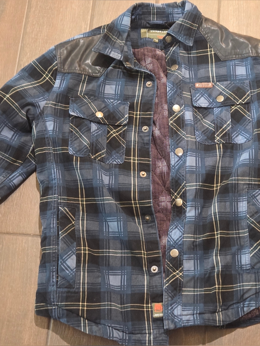 Men's Blue Plaid Snap-Front Jacket